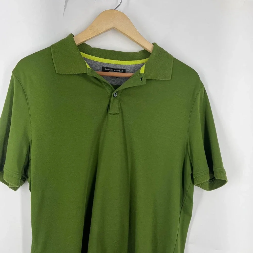 Banana Republic Luxury Touch Polo Shirt Mens Short Sleeve Olive Green‎ Collared